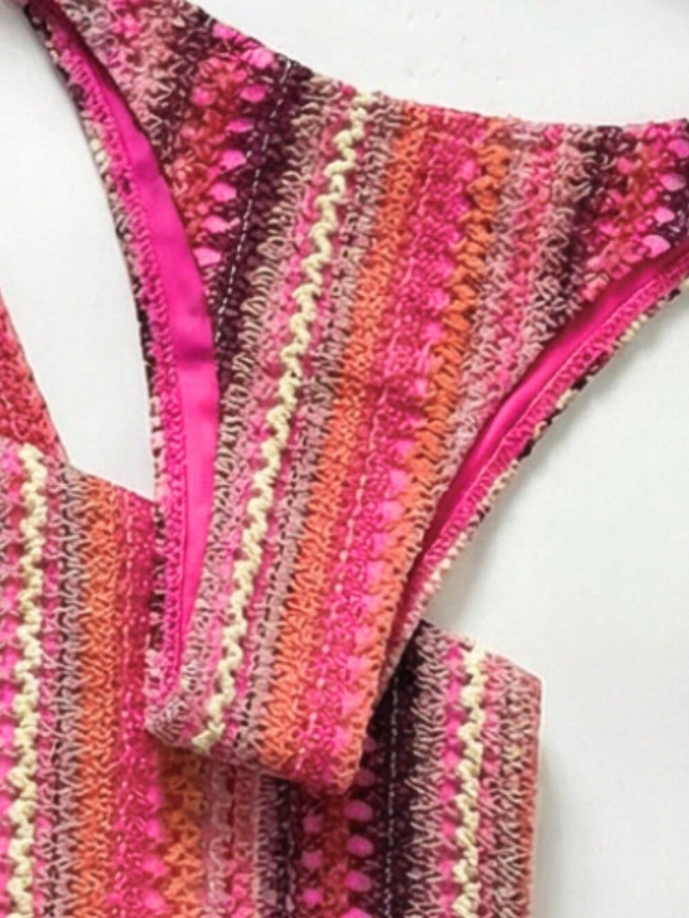 Pink And Orange Casual Womens Summer Striped Bikini Set - Picture 6 of 6